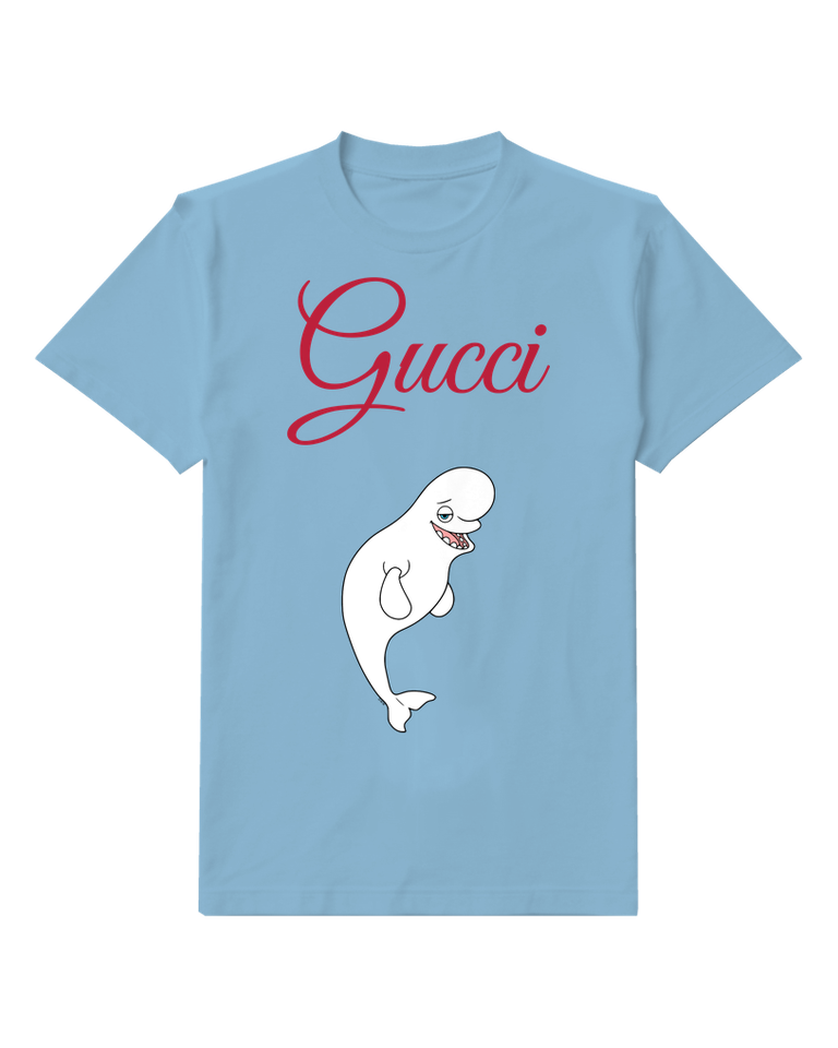 Sky Blue Smiling Whale Like Creature Graphic T-Shirt - front product view