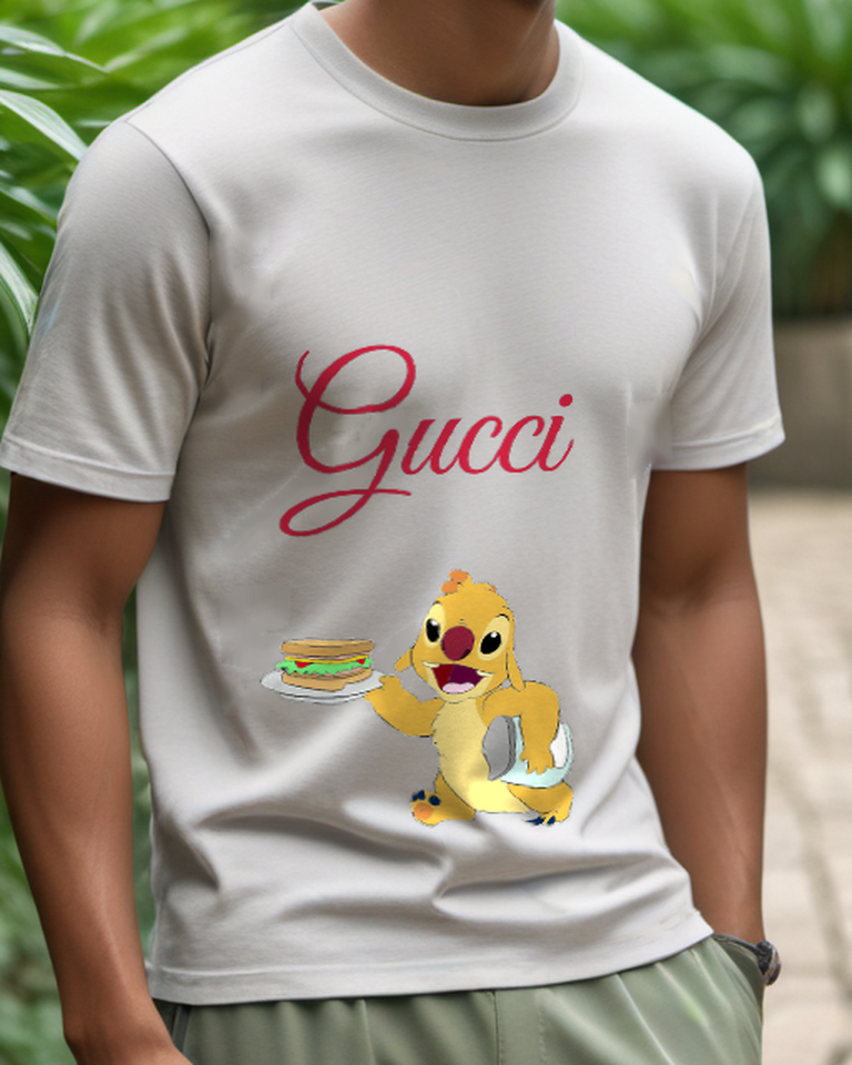 Light Gray Reuben Presenting A Sandwich And Carrying A Jar Graphic T-Shirt - model wearing view