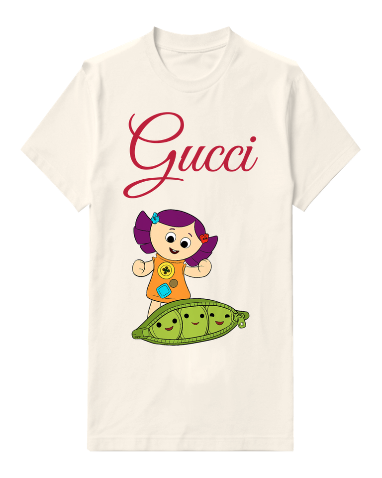 White Doll And Smiling Pea Pod Graphic T-Shirt - front product view