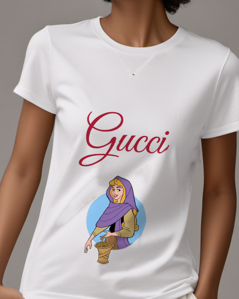 White Briar Rose Holding Woven Basket Graphic T-Shirt - model wearing view