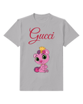Gray Pink Cub Sitting Upright Graphic T-Shirt - front product view