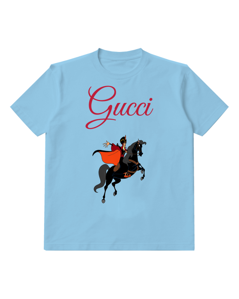 Sky Blue Jafar On Horseback Cape Flowing Graphic T-Shirt - front product view