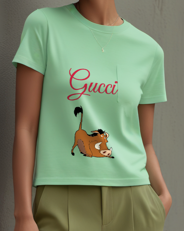 Sage Green Warthog Low Front Legs Graphic T-Shirt - model wearing view