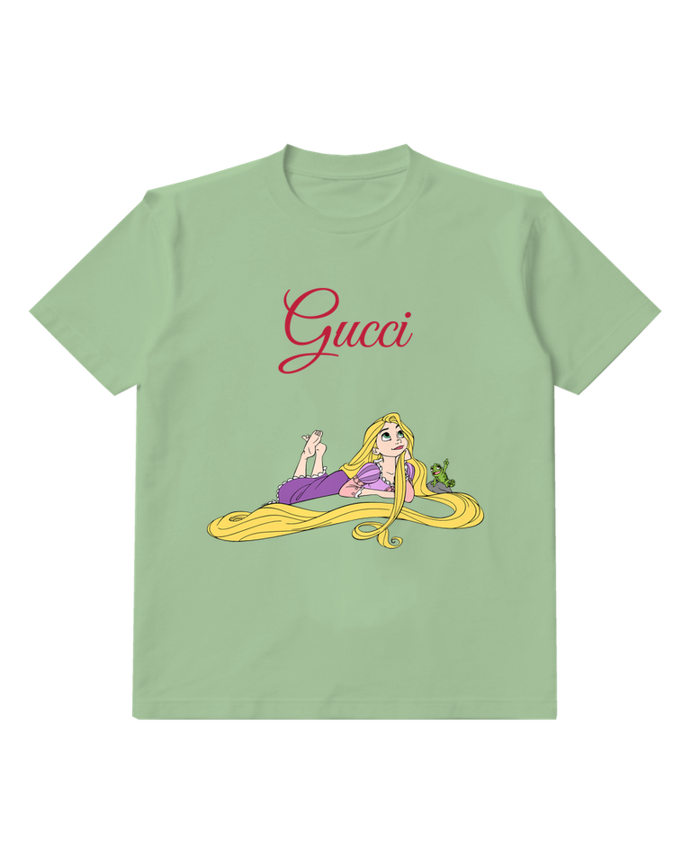 Sage Green Rapunzel Lying On Her Back Graphic T-Shirt - front product view