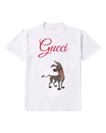 White Dante Panting Dog Standing Alert Graphic T-Shirt - front product view