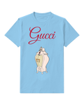 Sky Blue Cartoon Wardrobe With Smiling Face Graphic T-Shirt - front product view