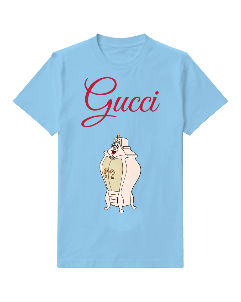 Sky Blue Cartoon Wardrobe With Smiling Face Graphic T-Shirt - front product view
