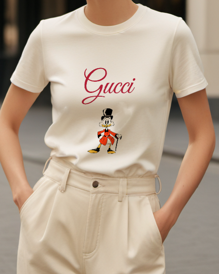 Ivory Top Hat Duck Cane Graphic T-Shirt - model wearing view