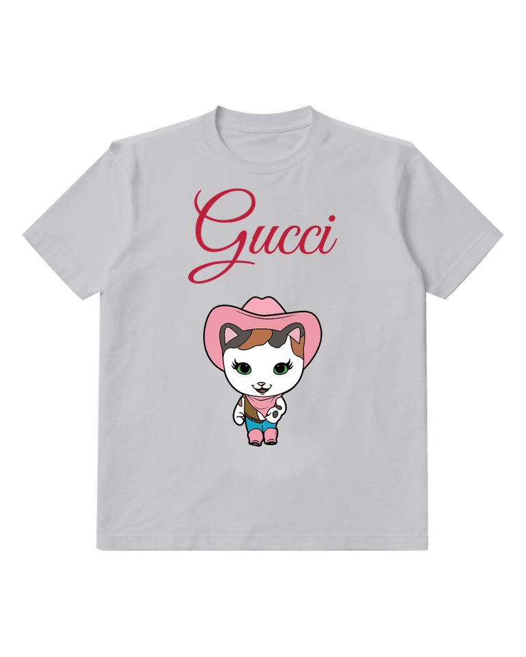 Light Gray Tiny Pink Hood Kitten Graphic T-Shirt - front product view