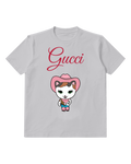 Light Gray Tiny Pink Hood Kitten Graphic T-Shirt - front product view