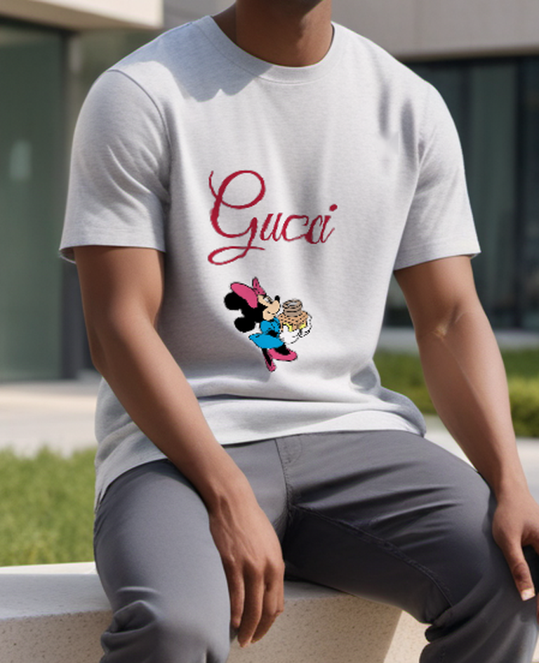 Light Gray Parcel Carrying Bow Mouse Graphic T-Shirt - styled view 2