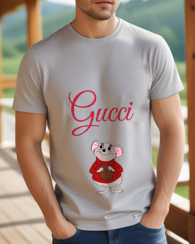 Light Gray Red Sweater Mouse Graphic T-Shirt - styled view 4