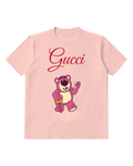 Blush Pink Pink Bear Waving With Hammer Graphic T-Shirt - front product view