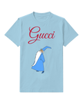 Sky Blue Blue Robed Wizard Standing Sideways Graphic T-Shirt - front product view