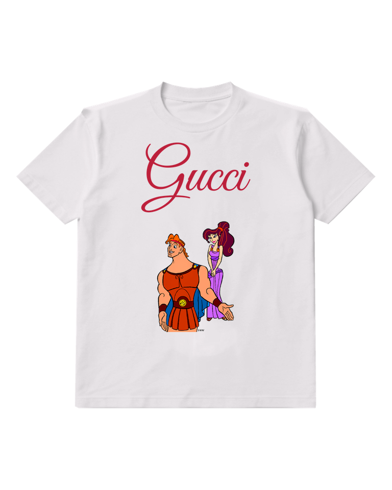 White Hercules And A Woman In Purple Graphic T-Shirt - front product view
