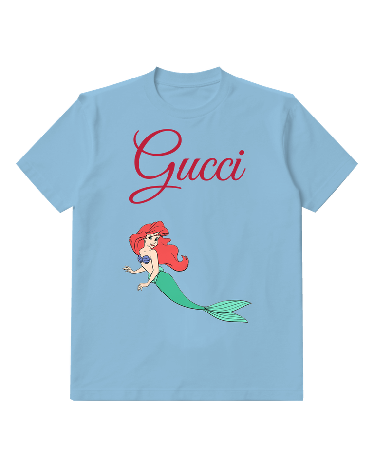 Sky Blue Red Haired Mermaid Swimming Gracefully Graphic T-Shirt - front product view