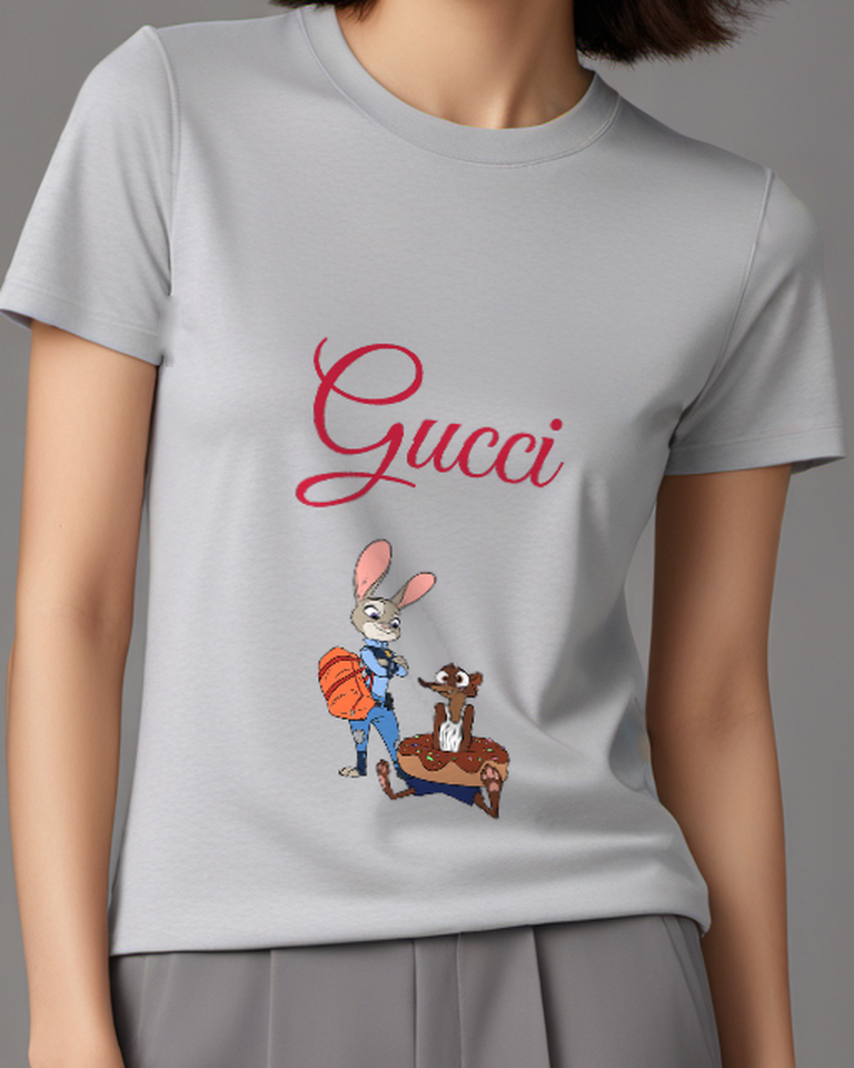 Light Gray Rabbit Basketball Pal Graphic T-Shirt - model wearing view