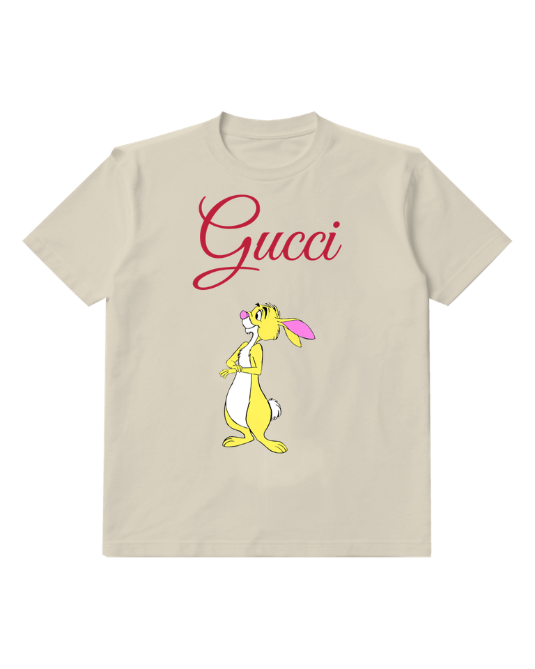 Ivory Yellow Rabbit Standing Upright Graphic T-Shirt - front product view