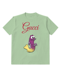 Sage Green Purple Fish With Yellow Tail Graphic T-Shirt - front product view