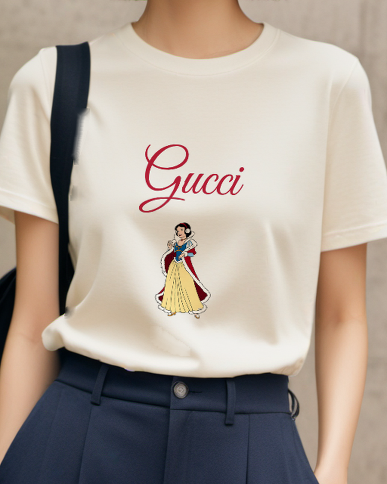 Ivory Snow White In Winter Dress Graphic T-Shirt - model wearing view