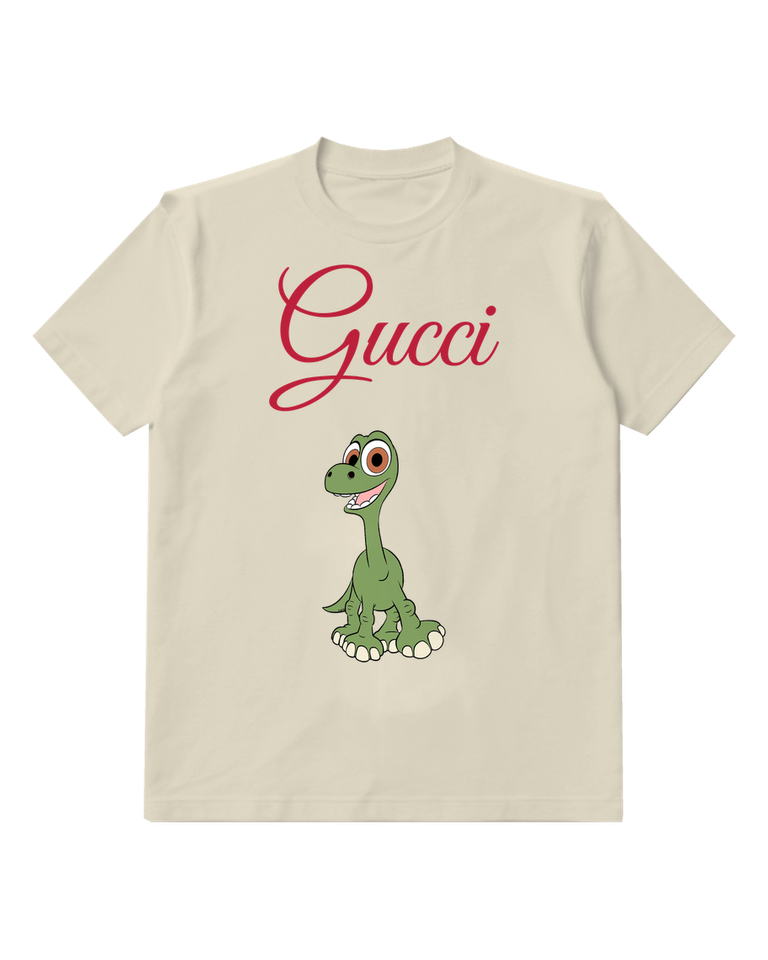 Ivory Baby Dinosaur Smiling Upright Graphic T-Shirt - front product view