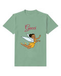 Sage Green Fairy In Mid Flight With Wings Graphic T-Shirt - front product view