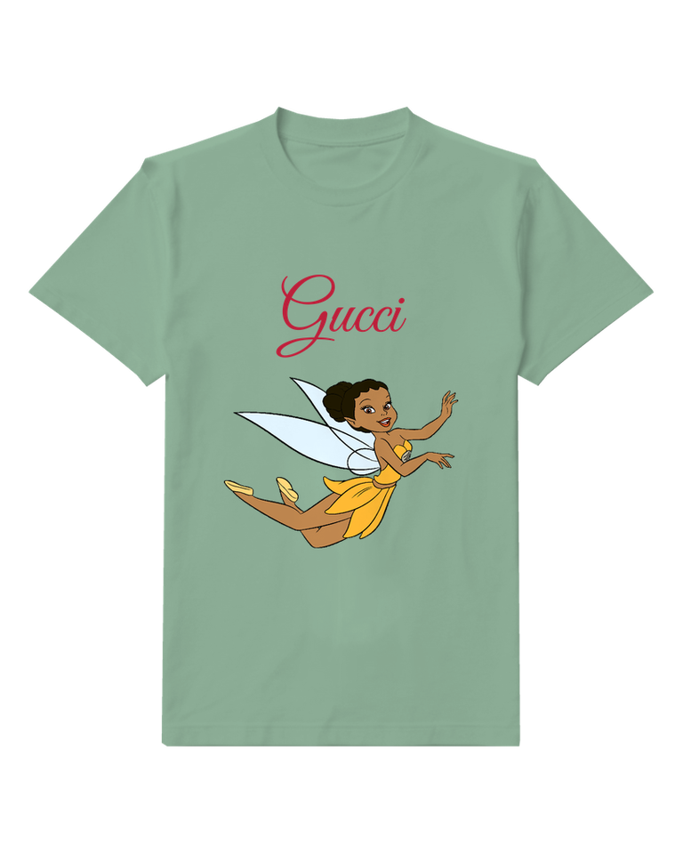 Sage Green Fairy In Mid Flight With Wings Graphic T-Shirt - front product view