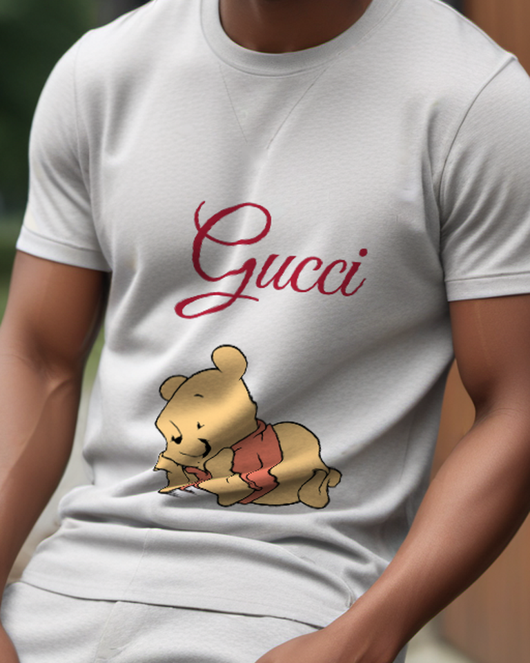 Light Gray Resting Golden Bear Graphic T-Shirt - model wearing view