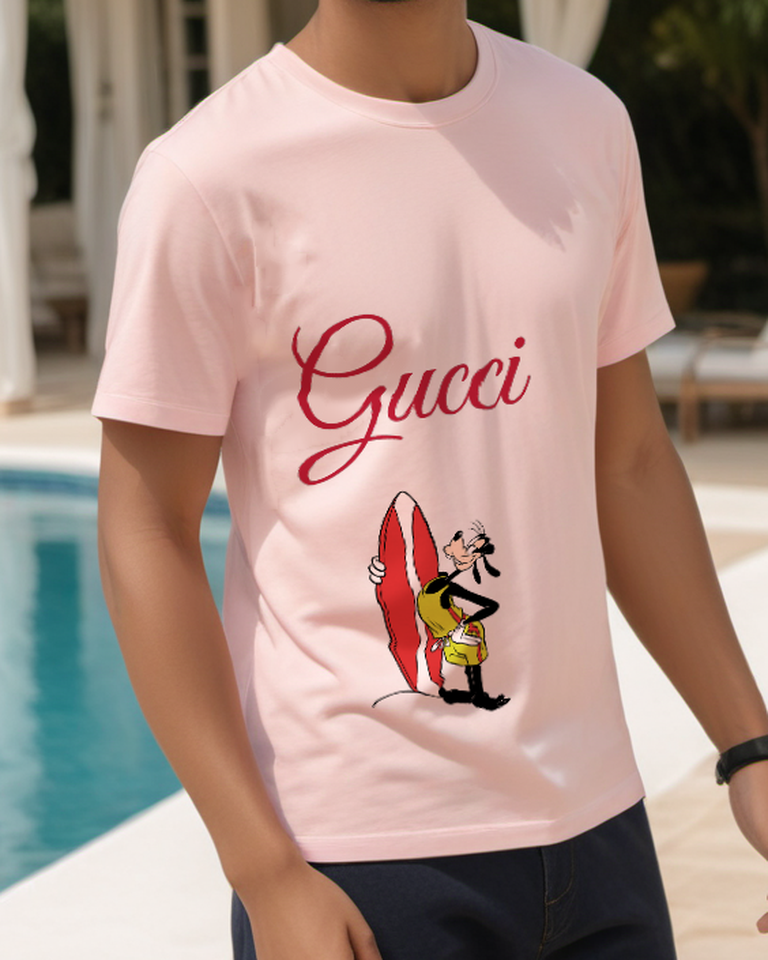 Blush Pink Surfboard Long Eared Dog Graphic T-Shirt - styled view 3