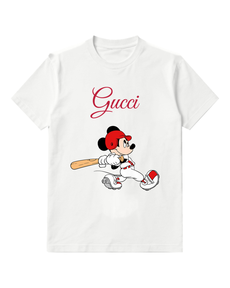White Baseball Uniform Mouse Graphic T-Shirt - front product view