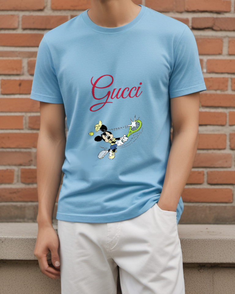 Sky Blue Tennis Bow Mouse Graphic T-Shirt - styled view 1