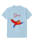 Sky Blue Gliding Red Parrot Graphic T-Shirt - front product view