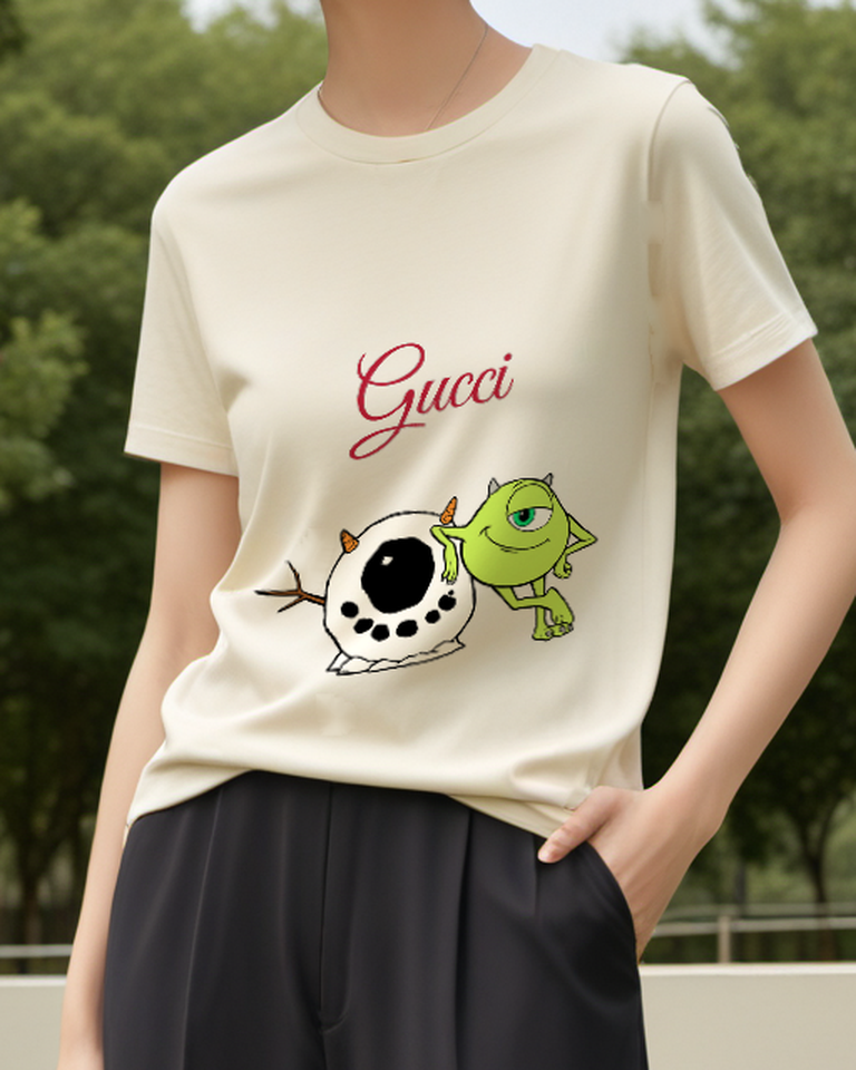 Ivory Snow Creature And One Eyed Friend Graphic T-Shirt - model wearing view