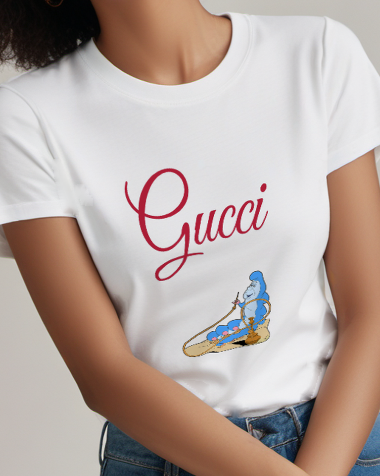 White Caterpillar Mushroom Seat Graphic T-Shirt - model wearing view