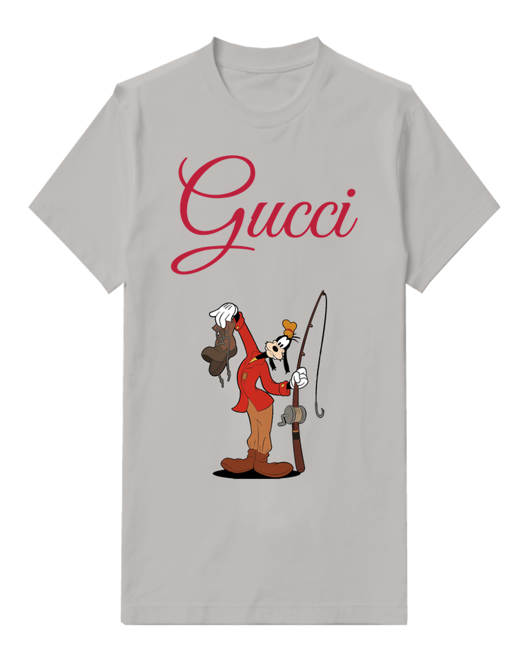 Light Gray Goofy Fishing With Rod And Boot Graphic T-Shirt - front product view