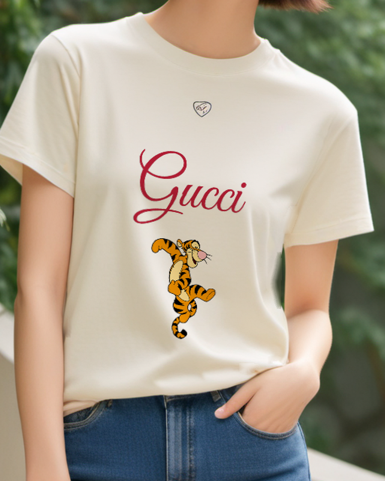 Ivory Tiger Tail Balance Graphic T-Shirt - model wearing view