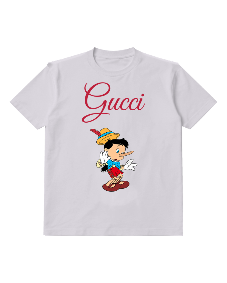 Light Gray Pinocchio Surprised Gesture Graphic T-Shirt - front product view