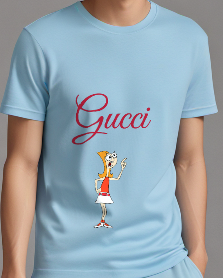 Sky Blue Candace Pointing Finger Upward Graphic T-Shirt - model wearing view