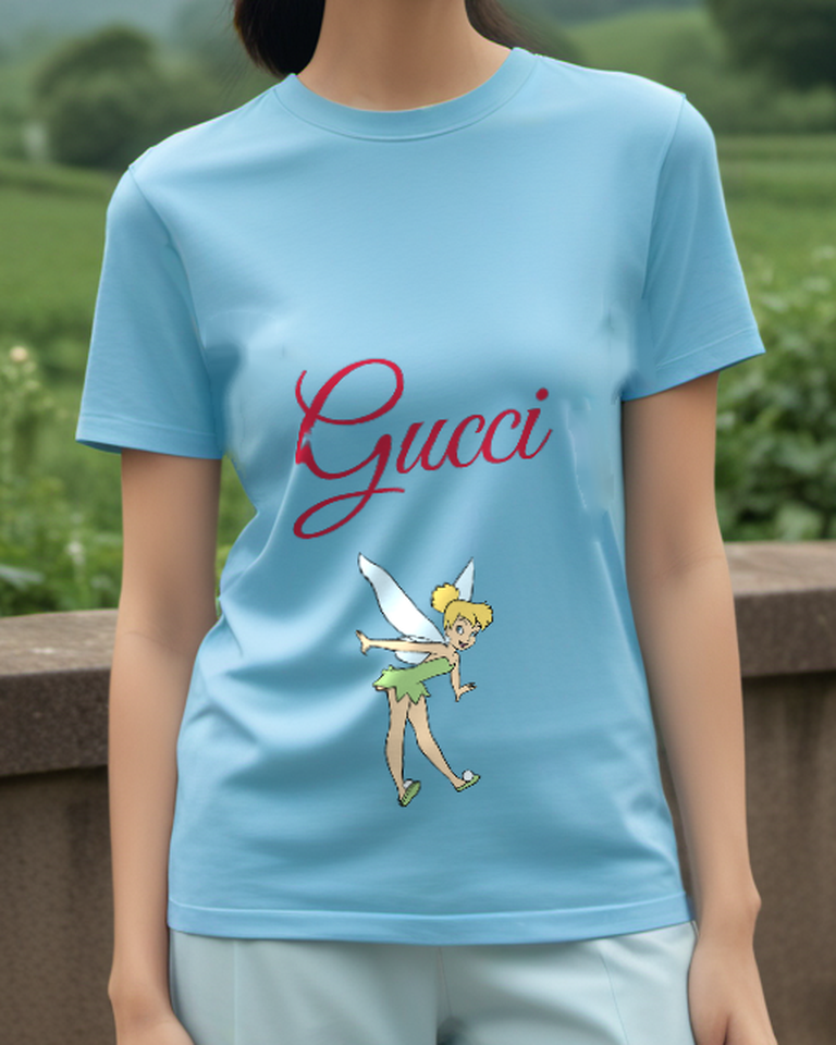 Sky Blue Blonde Fairy Hands On Hips Graphic T-Shirt - model wearing view