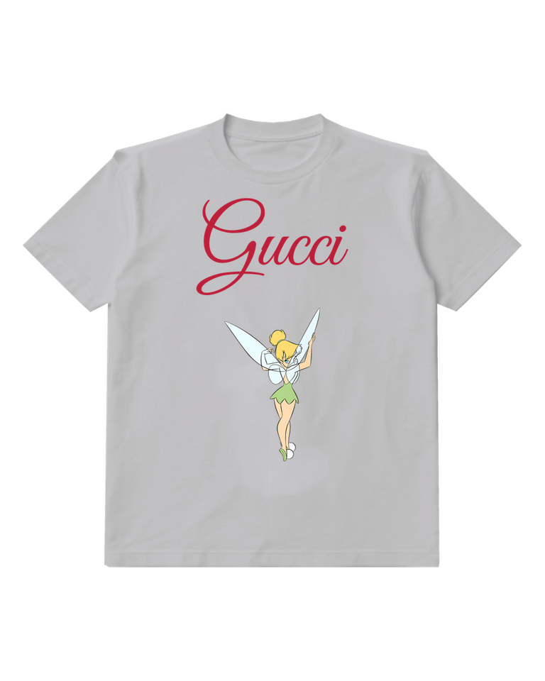 Light Gray Tinker Bell Flying Upward Graphic T-Shirt - front product view