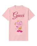 Blush Pink Pink Dragon With Bow And Stripes Graphic T-Shirt - front product view