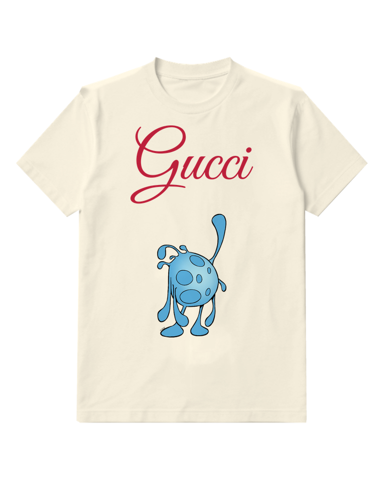 Ivory Blue Spotted Creature Standing Upright Graphic T-Shirt - front product view