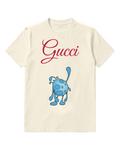 Ivory Blue Spotted Creature Standing Upright Graphic T-Shirt - front product view