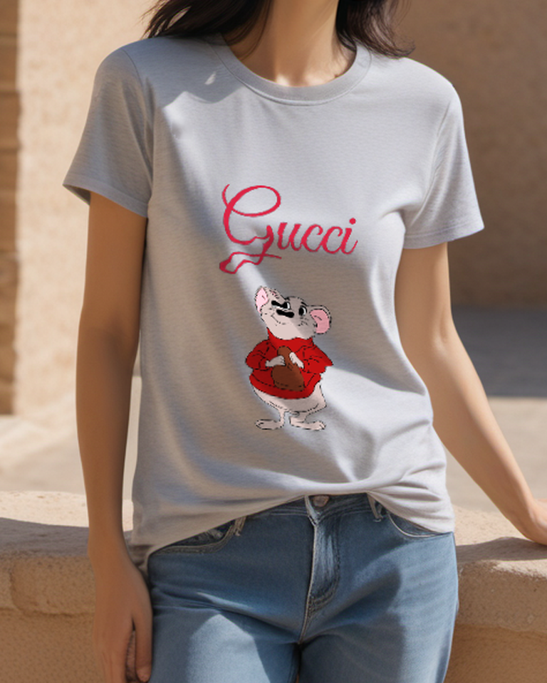 Light Gray Red Sweater Mouse Graphic T-Shirt - styled view 1