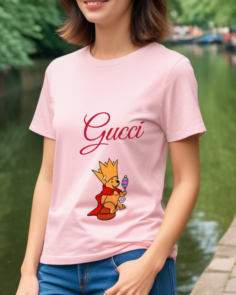 Blush Pink Crowned King Bear Graphic T-Shirt - styled view 5