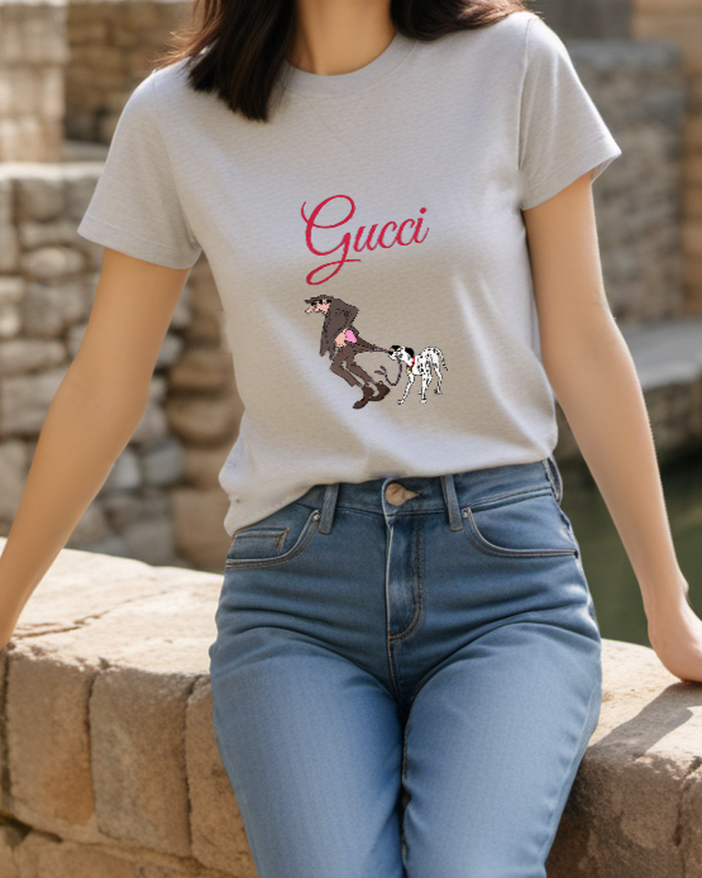 Light Gray Dalmatian Coat Pull Graphic T-Shirt - styled view 1