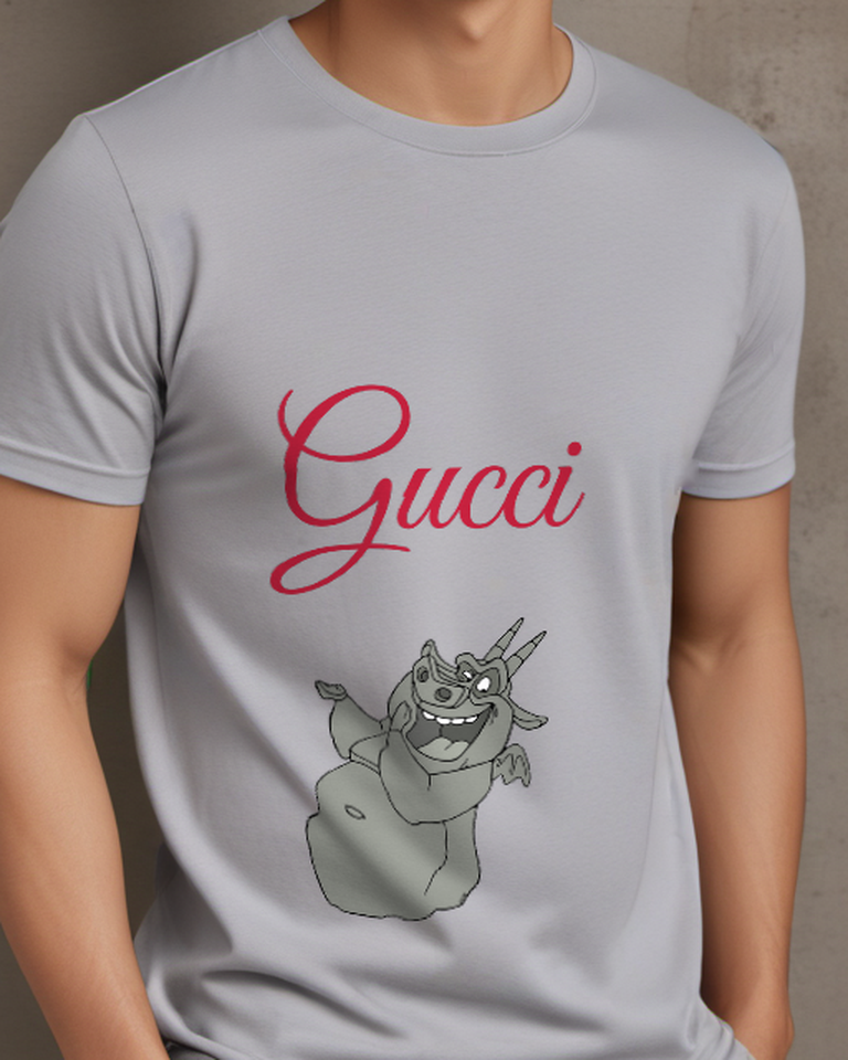 Light Gray Hugo Smiling Arms Raised Graphic T-Shirt - model wearing view