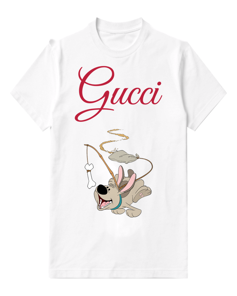 White Playful Dog Halo And Wings Graphic T-Shirt - front product view