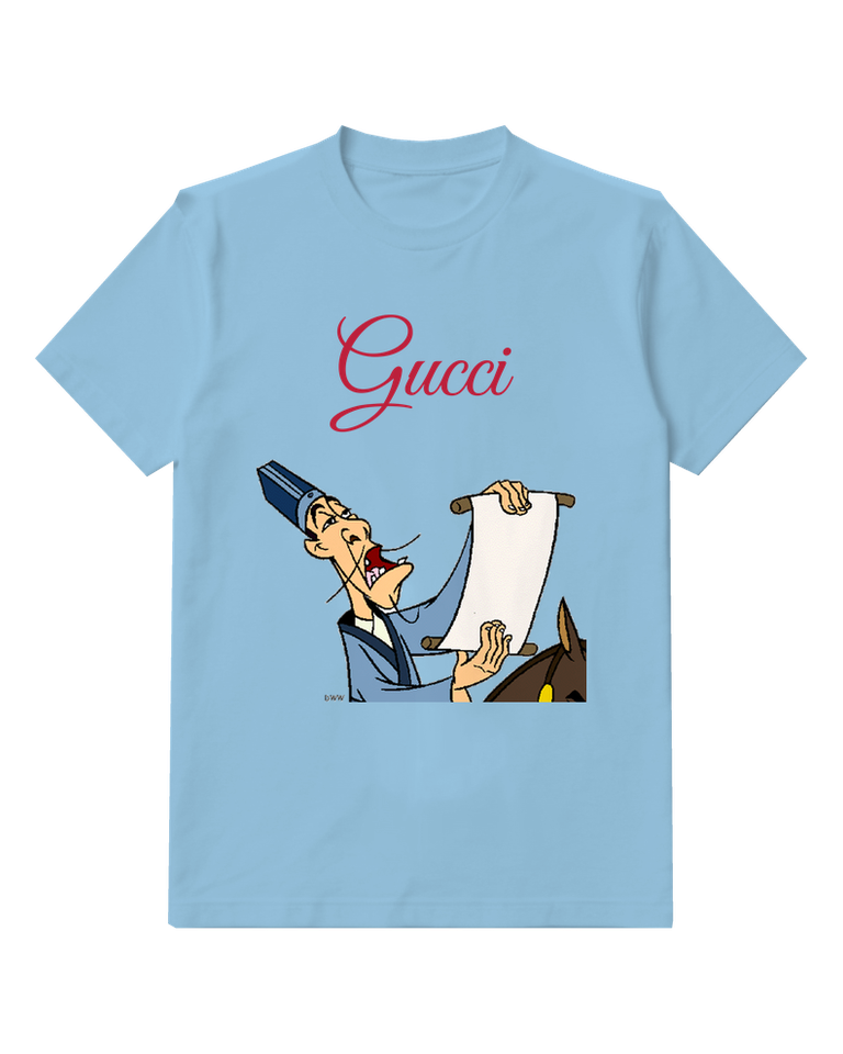 Sky Blue Chi Fu Shouting While Holding Scroll Graphic T-Shirt - front product view
