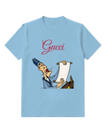 Sky Blue Chi Fu Shouting While Holding Scroll Graphic T-Shirt - front product view